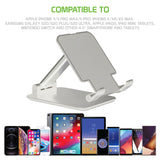 PHTAB60WT - Tablet Desktop Stand, Foldable Heavy Duty Adjustable Smartphone and Tablet Stand with Non-Slip Rubberized Grips and Weighted Base Compatible to Smartphones, Tablets, iPads and Nintendo Switch – White