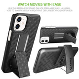 HLIPH12MINI - iPhone 12 Holster, Shell Holster Kickstand Case with Spring Belt Clip for Apple iPhone 12 Mini – Black – by Cellet