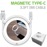 DCACOIL3WT - 3.3ft. (1m) Magnetic USB-C Cable, Magnetic Self Winding USB-C Charging and Data Sync Cable Cellular Phones, Tablets, GPS and other USB-C Enabled Devices – White