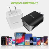 TC180WT - UL Certified 18 Watt Dual Port Home Charger, USB-C and USB-A Home Charger (Cable Sold Separately) – White