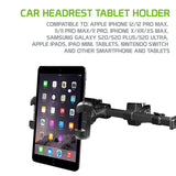 PH360 - Headrest Tablet/Smartphone Holder, Universal Headrest Tablet/iPad and Phone Mount Holder with Extendable Telescopic Arm & 360 Degree Rotation for Apple iPad, iPad Pro, iPad Mini, iPhones & Other Smartphones & Tablets (fits up to 10”) - Black