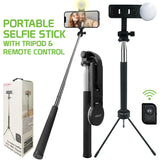 ACPOD6 - Selfie Stick with Attachable Tripod Base, 3 Adjustable Lighting Modes for Live Streams, Videos and Photos Compatible to iPhones and Androids