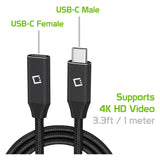 DCCEXT - Cellet 3.3ft (1m) Braided USB-C Male to USB-C Female Extension Data Cable – Black