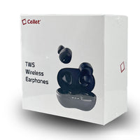 EB400-Cellet Wireless Earbuds, Premium In-Ear Wireless Earbuds with Charging case, Voice Notifications and Built-in Microphone and Type C USB charging cable Compatible to Wireless Enabled Devices - Black