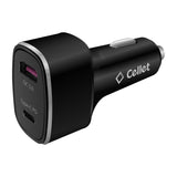 PCA48W - Dual USB Car Charger, Universal High Power 48 Watt Dual (USB A & USB C) Port Car Charger by Cellet - Black