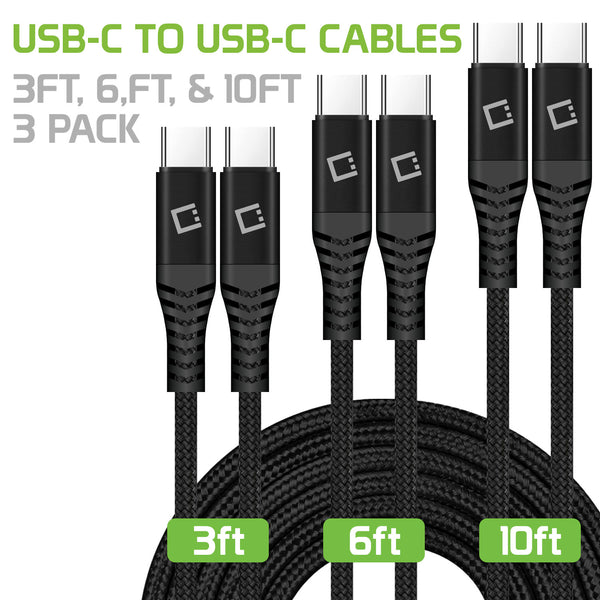 DCDC3PC - 3 Pack 3ft, 6,ft, & 10ft USB-C to USB-C Cables