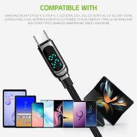 DCDCDISPBK - 60W / 480Mbps Fast Charging USB-C Cable, 3.3 ft. USB-C to USB-C with Digital Display Cable