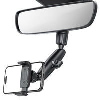 PHMIR4 - Cellet Rear-View Mirror Phone Mount, 360° Rotating Cradle and Adjustable 3 Ball Joints Arm