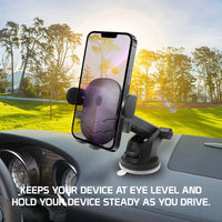 PH180 - Dashboard Phone Mount, Reusable Suction Cup Dashboard Phone Holder with 360 Degree Rotation and Extendable 270 Degree Arm