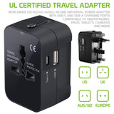 CNUNMC - UL Certified Travel Adapter, Worldwide (US/EU/UK/AU) All-In-One Universal Power Adapter with USB-C and USB-A Charging Ports Compatible to Smartphones, iPads, Tablets, Cameras and more