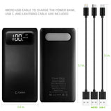 BA10002BK - 10,000mAh Portable Power Bank with Smart Digital Display Screen Compatible with iPhones Samsung Galaxy, Note, Motorola Moto, Google Pixel - Black