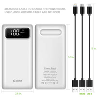 BA10002WT - 10,000mAh Portable Power Bank with Smart Digital Display Screen Compatible with iPhones Samsung Galaxy, Note, Motorola Moto, Google Pixel - White